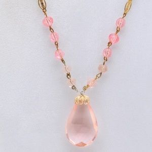Morganite Pink Crystal Necklace-Vintage